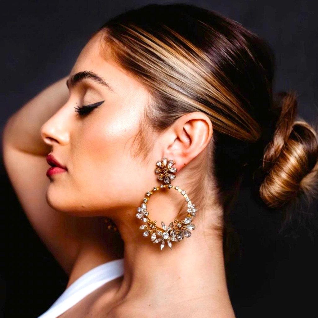 New Elizabeth Cole Vera Hoop 24kt Gold Plated Earrings